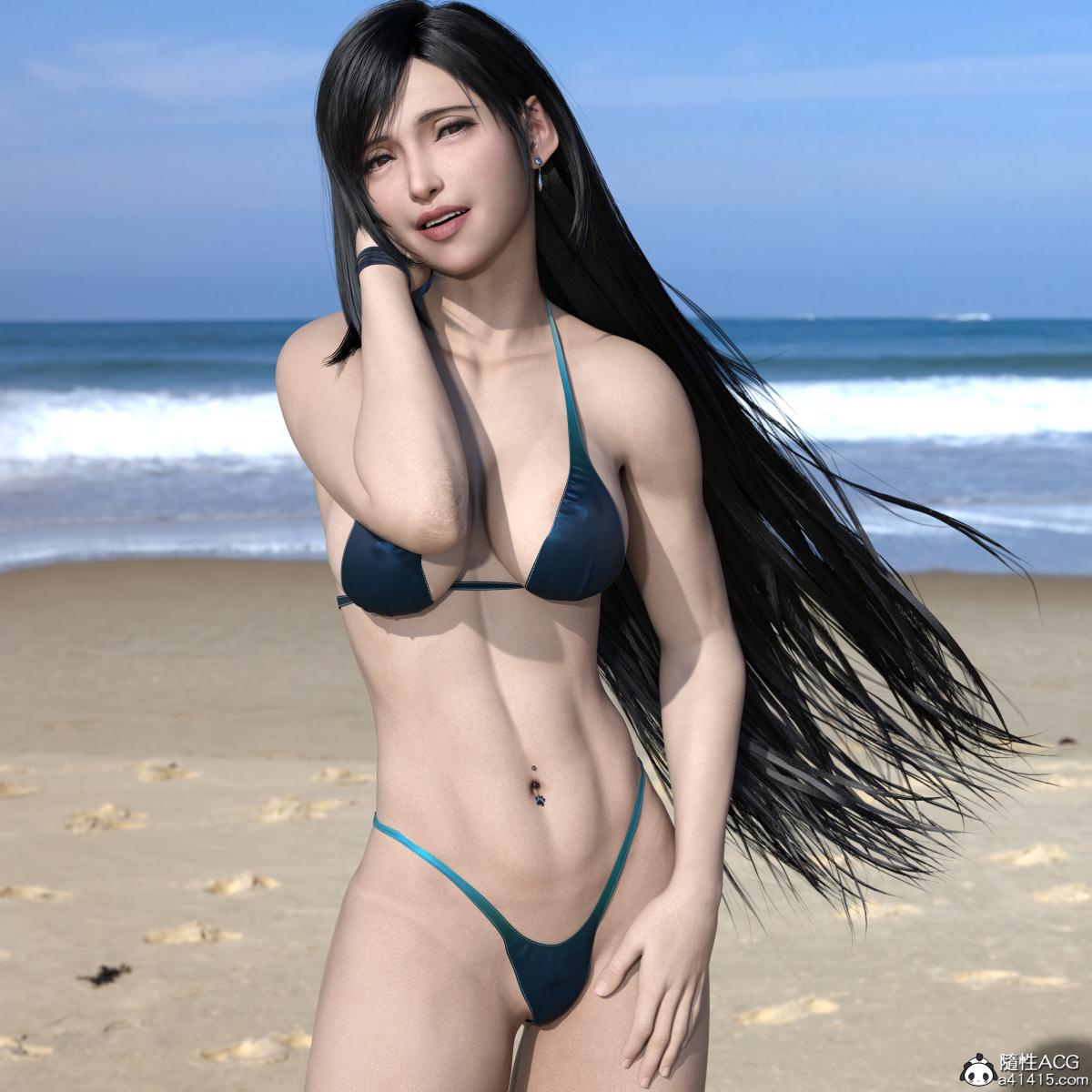 《[3D]蒂法的紫色連身裙》漫画 比基尼泳装
